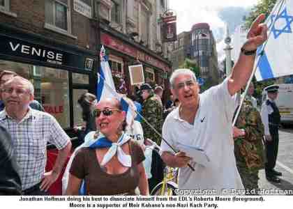 EDL's Roberta Moore (next to her: Jonathan Hoffman from the Zionist Federation)